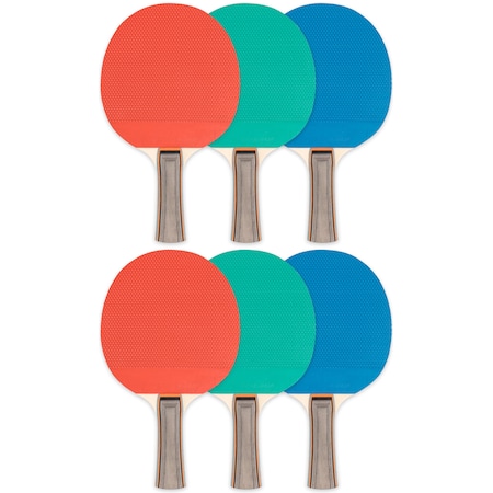 Champion Sports Rubber Face Table Tennis Paddle, 5-Ply, PK6 PN1